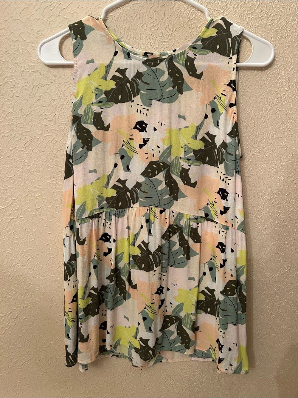 LOFT A-Line Tiered Skirt with Leaf Floral Print - Cream, Sage & Peach